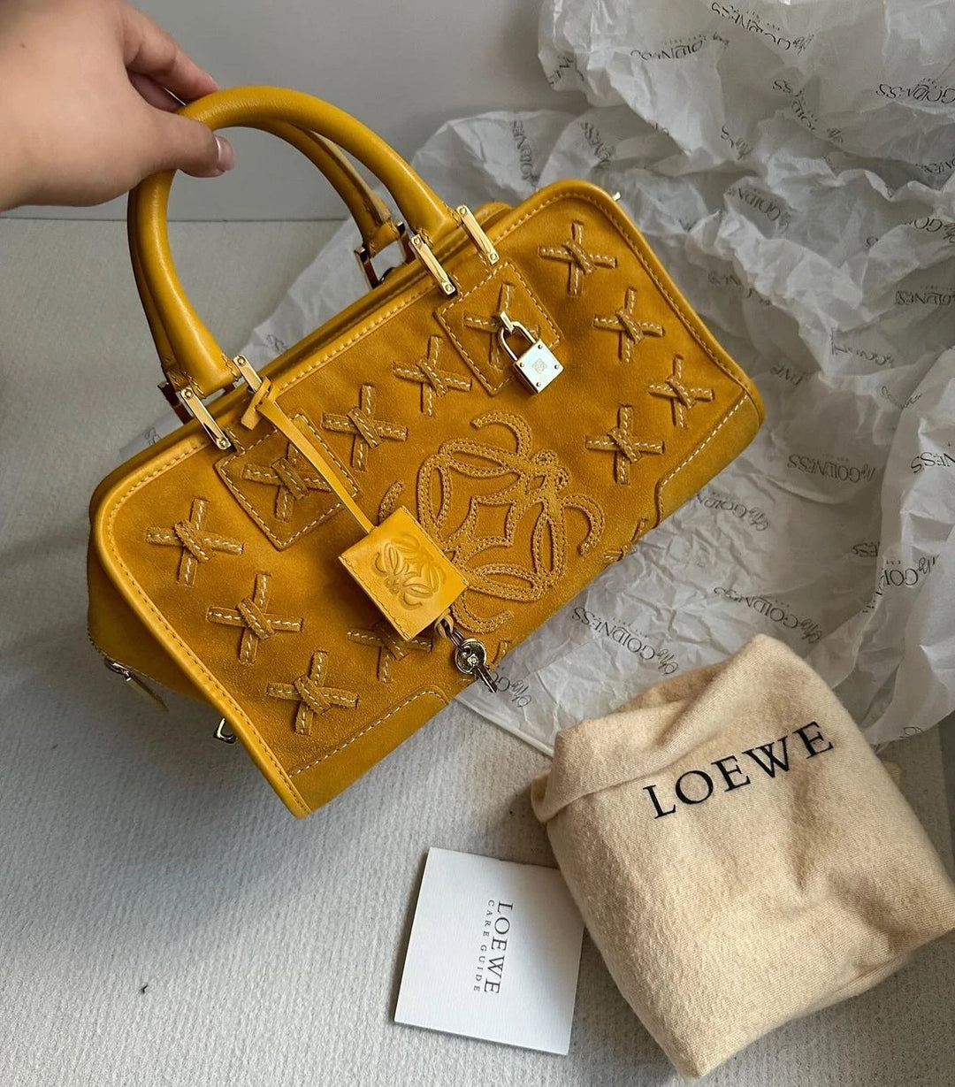 Loewe small size Amazona in suede🤍full set