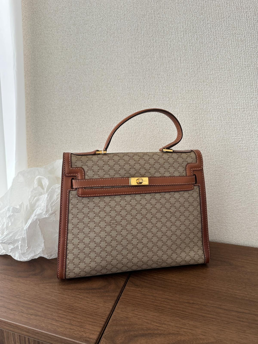 CELINE Macadam Triomphe Top Handle Bag 🤎 Vintage Kelly-Inspired Elegance