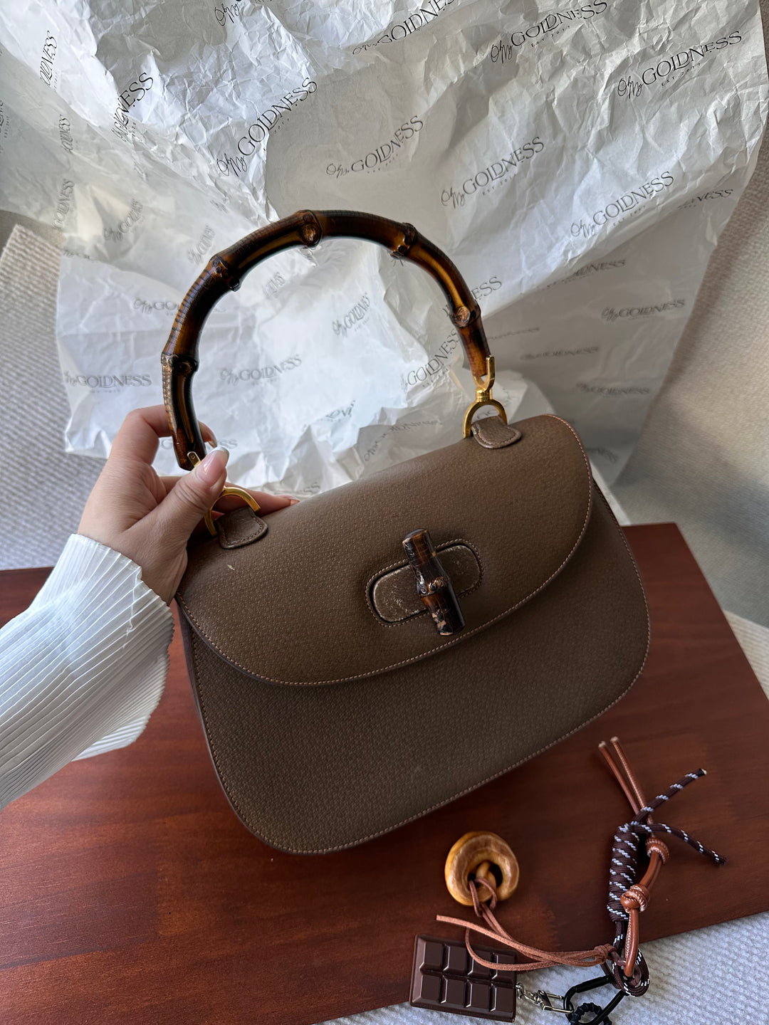 GUCCI Bamboo Top Handle Bag – Biscuit Brown 🍪 Timeless Vintage Charm