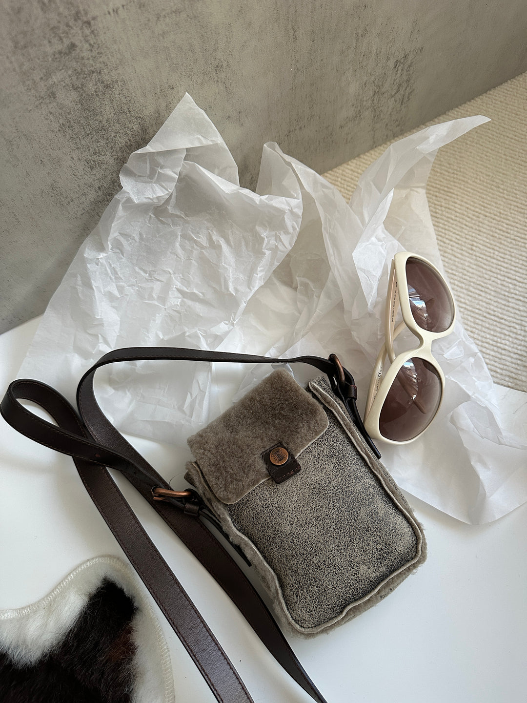 Celine Mini Shearling Triomphe Bag 🩶✨ | Cozy Luxury in the Cutest Form