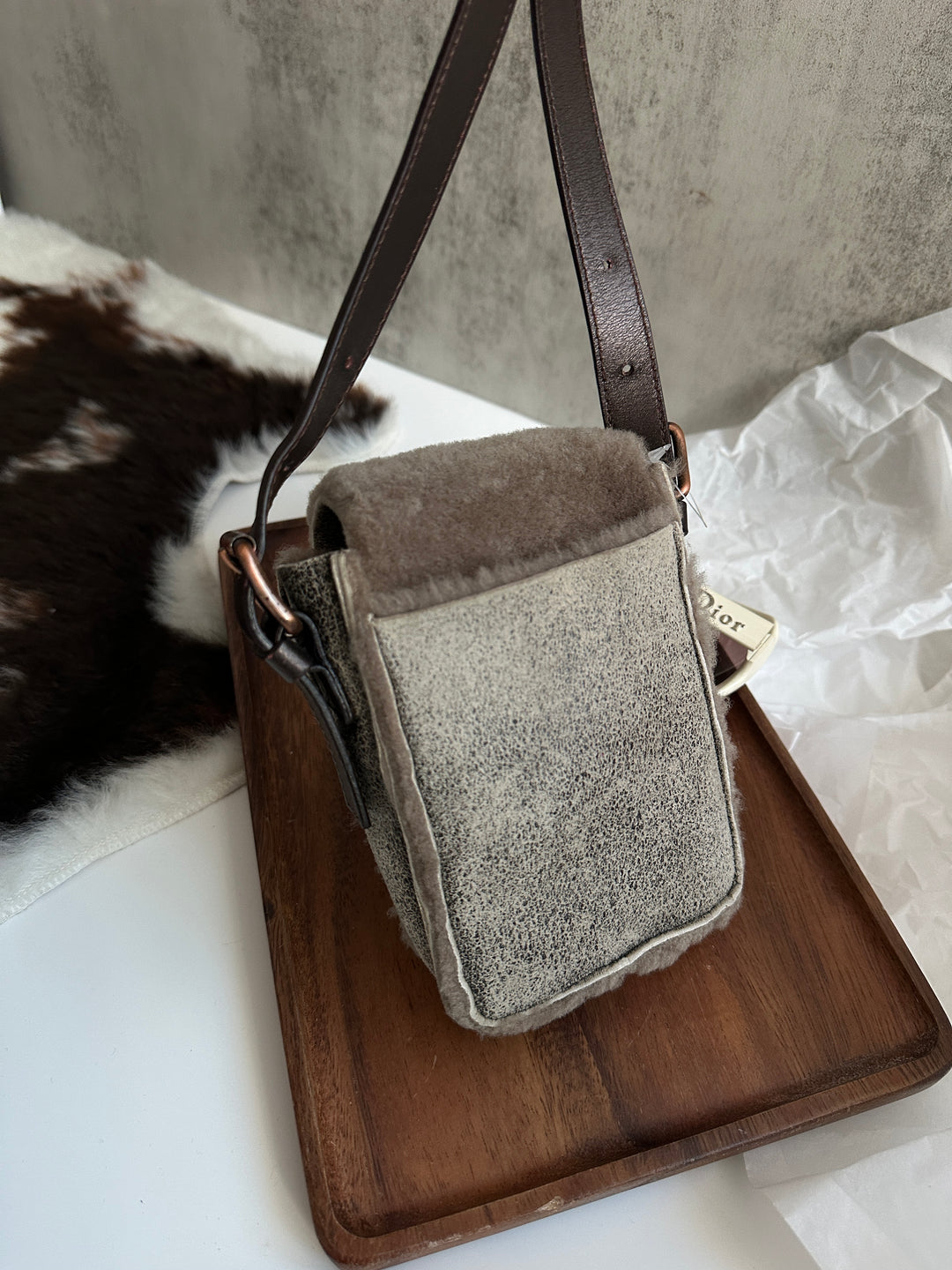 Celine Mini Shearling Triomphe Bag 🩶✨ | Cozy Luxury in the Cutest Form