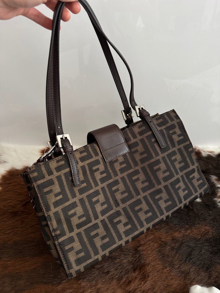 Fendi Zucca Canvas Silver Buckle Hobo 🤎 | Vintage Icon with Effortless Cool