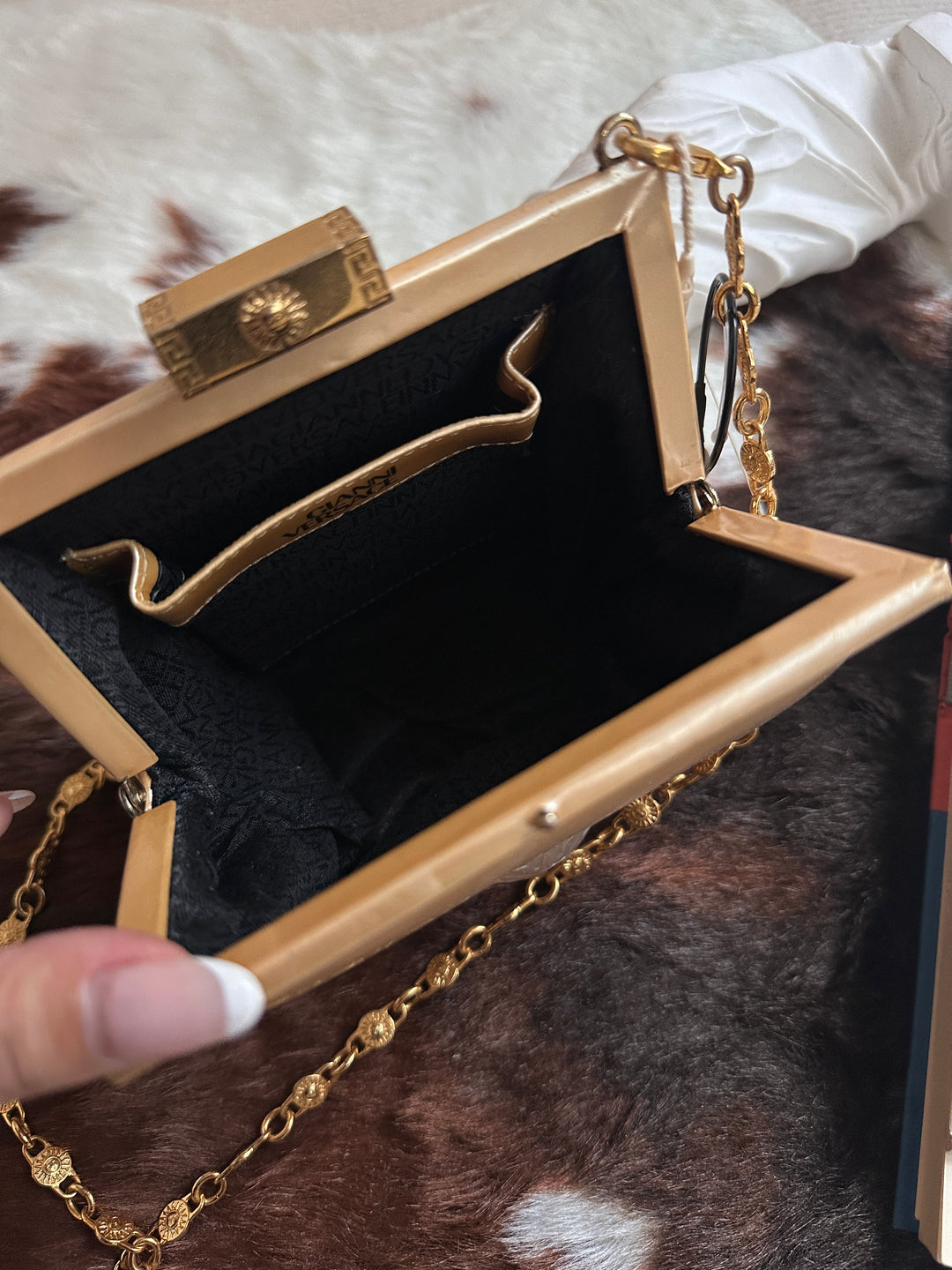 Versace Vintage “Sun God” Moonlight Box Bag 🌞✨ | Radiant Elegance from the House of Versace