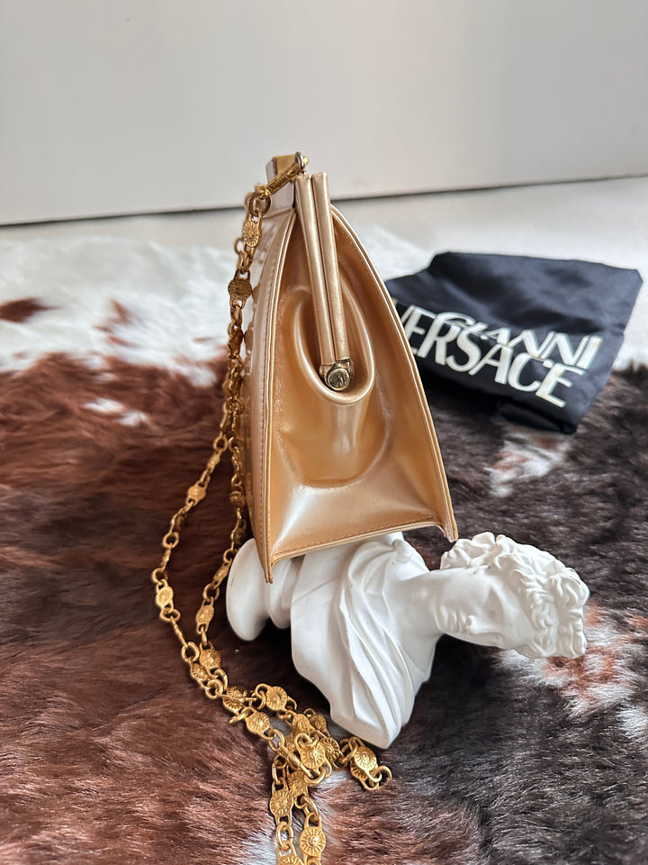 Versace Vintage “Sun God” Moonlight Box Bag 🌞✨ | Radiant Elegance from the House of Versace