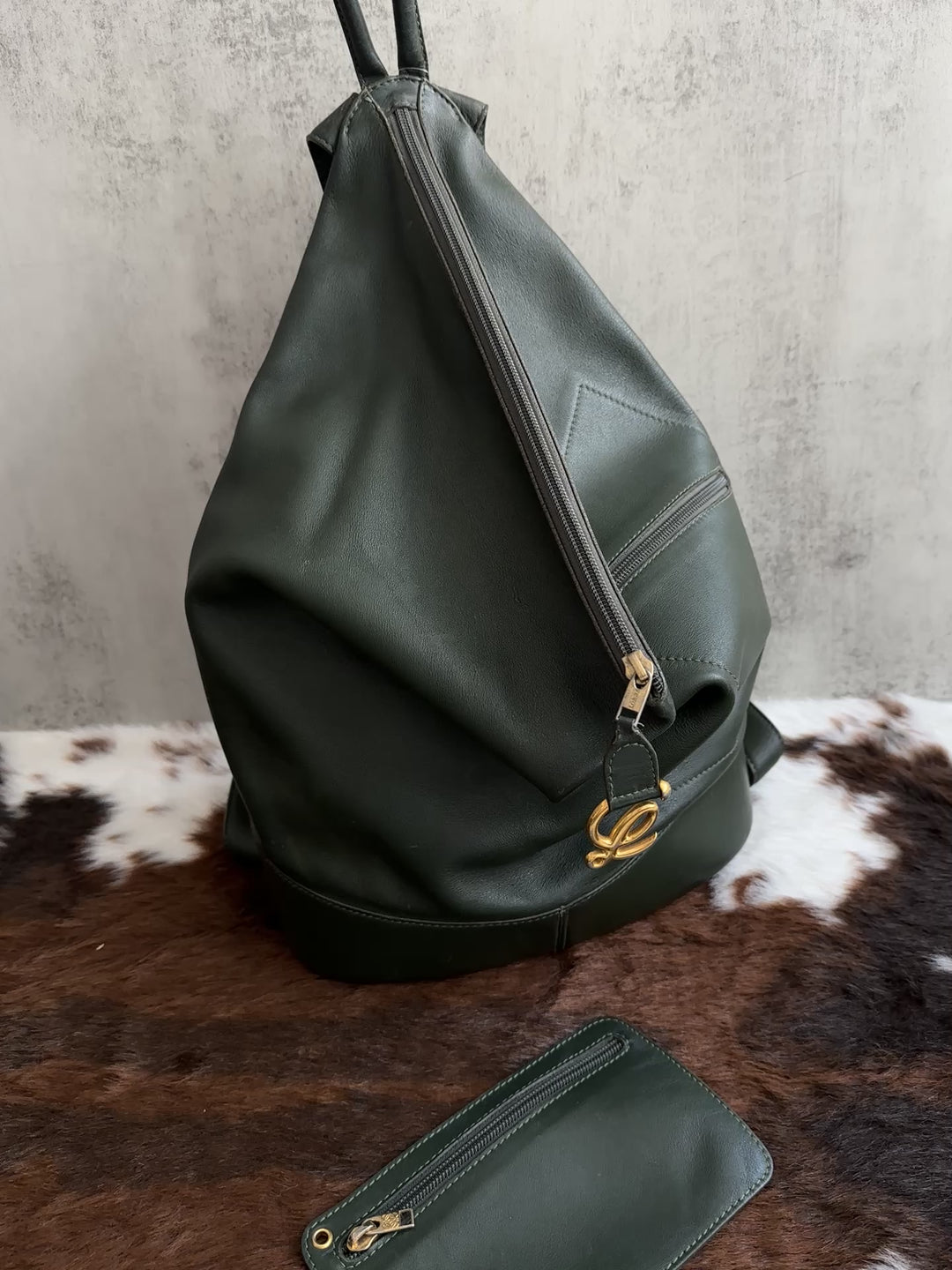 Loewe Vintage Lambskin Backpack 💚 | Soft Luxury, Effortlessly Cool