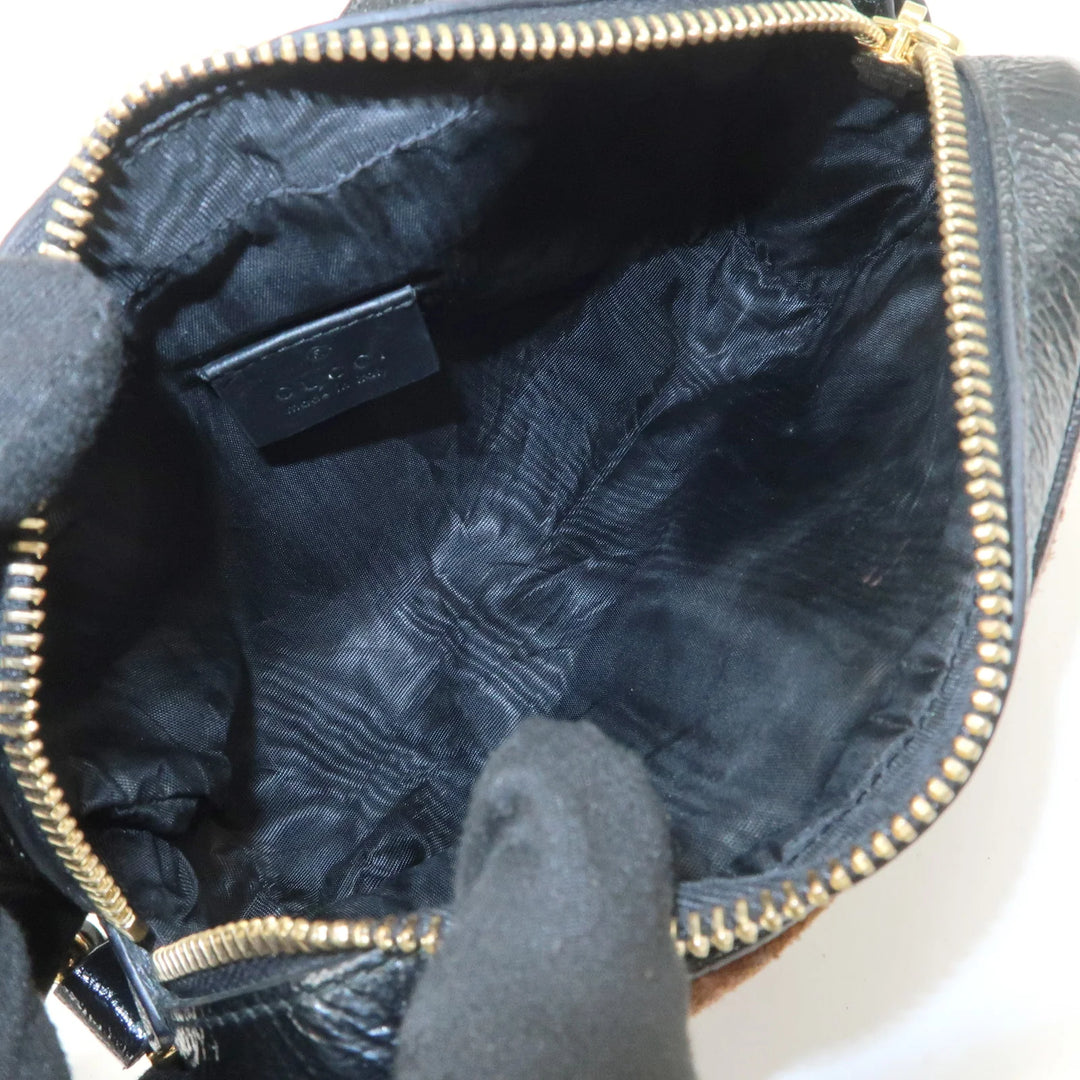 GUCCI Ophidia Sherry Suede Patent Leather Shoulder Bag Brown 573321