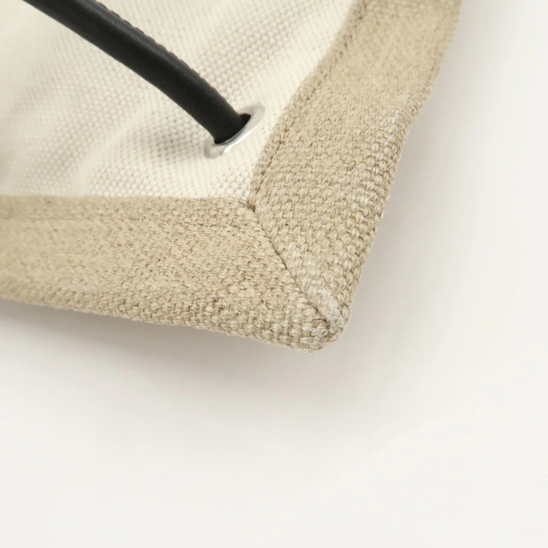 SAINT LAURENT Leather Canvas 2Way Bag Back Pack Natural 710272 Used