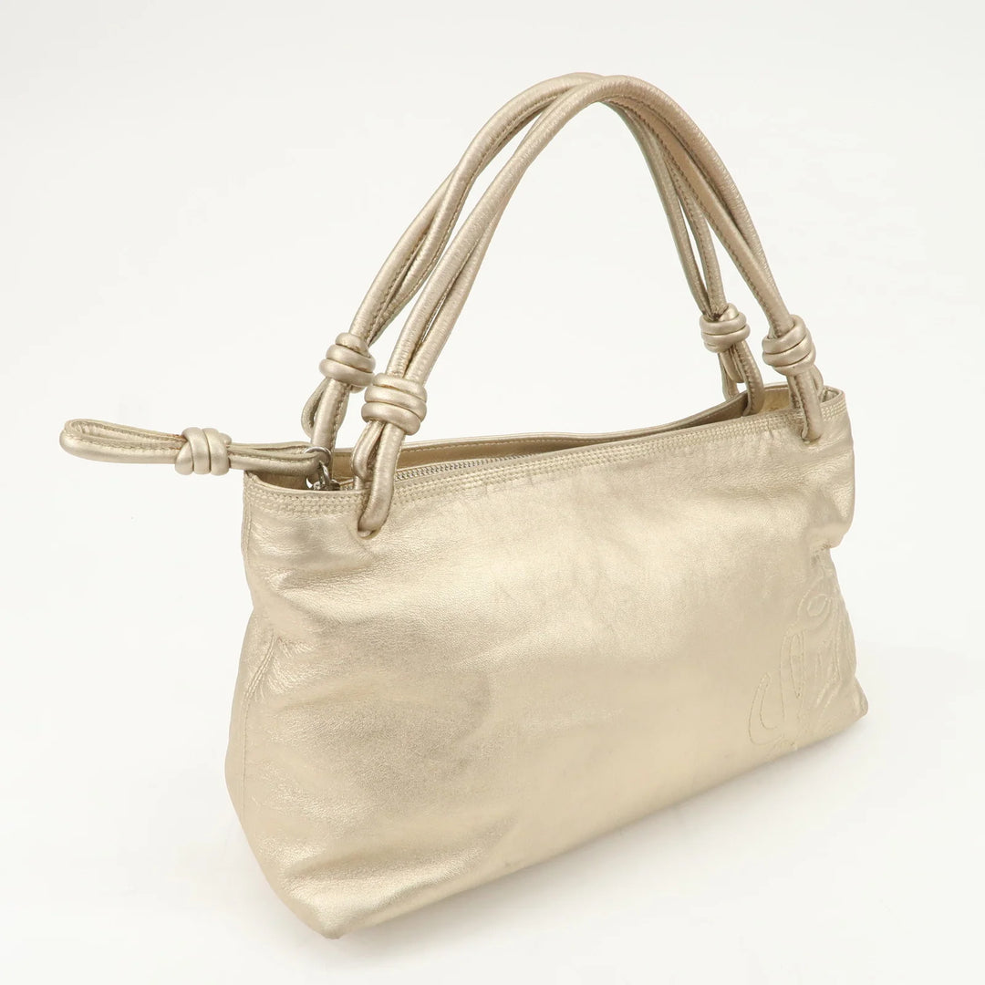 LOEWE Anagram Nappa Leather Hand Bag Shoulder Bag Champagne Gold