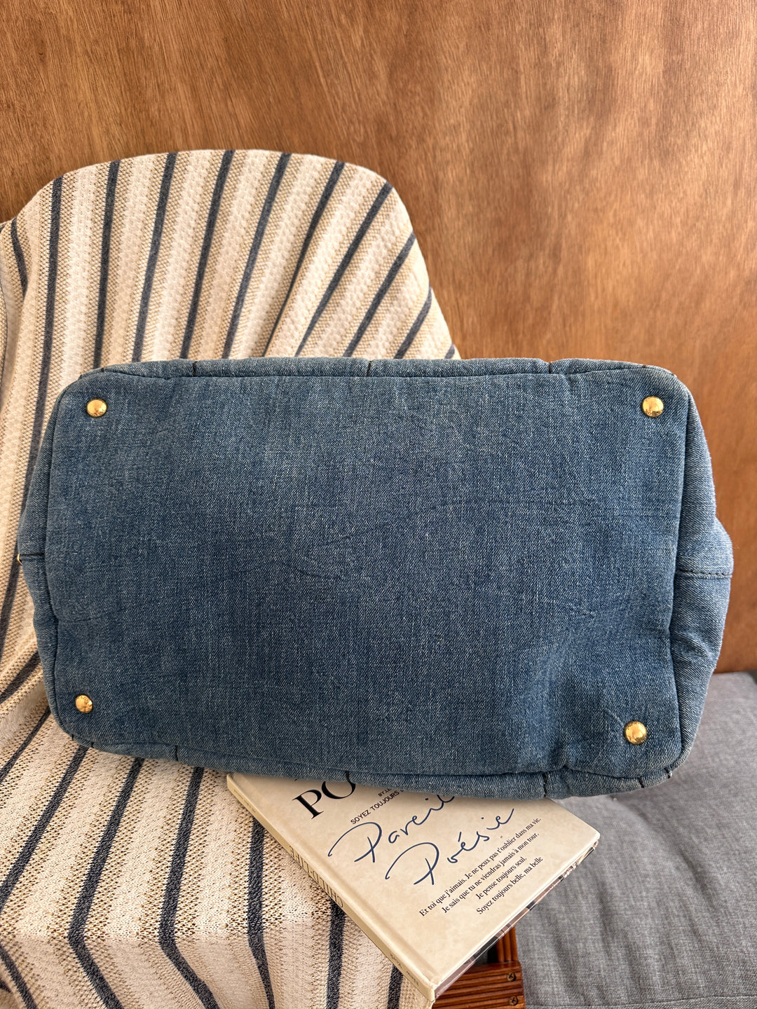 PRADA Fur Trim Denim Tote Bag 🐰｜Soft Fur Trim × Denim Body × Laptop-Friendly Carry
