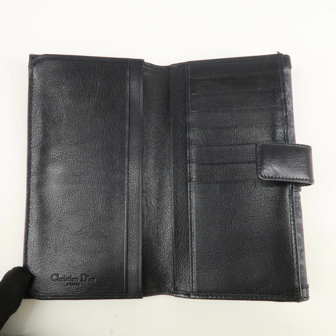 Christian Dior Flight Line Trotter Canvas Leather Logo Charm Wallet Used