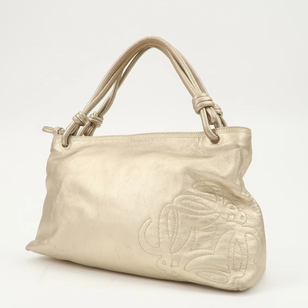 LOEWE Anagram Nappa Leather Hand Bag Shoulder Bag Champagne Gold