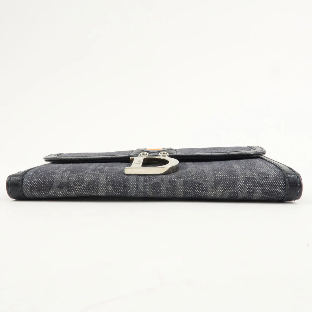 Christian Dior Flight Line Trotter Canvas Leather Logo Charm Wallet Used