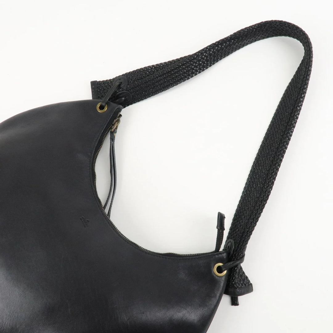 GUCCI Logo Leather Hobo Bag Shoulder Bag Hand Bag Black 204990 Used