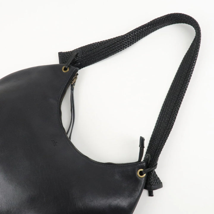 GUCCI Logo Leather Hobo Bag Shoulder Bag Hand Bag Black 204990 Used