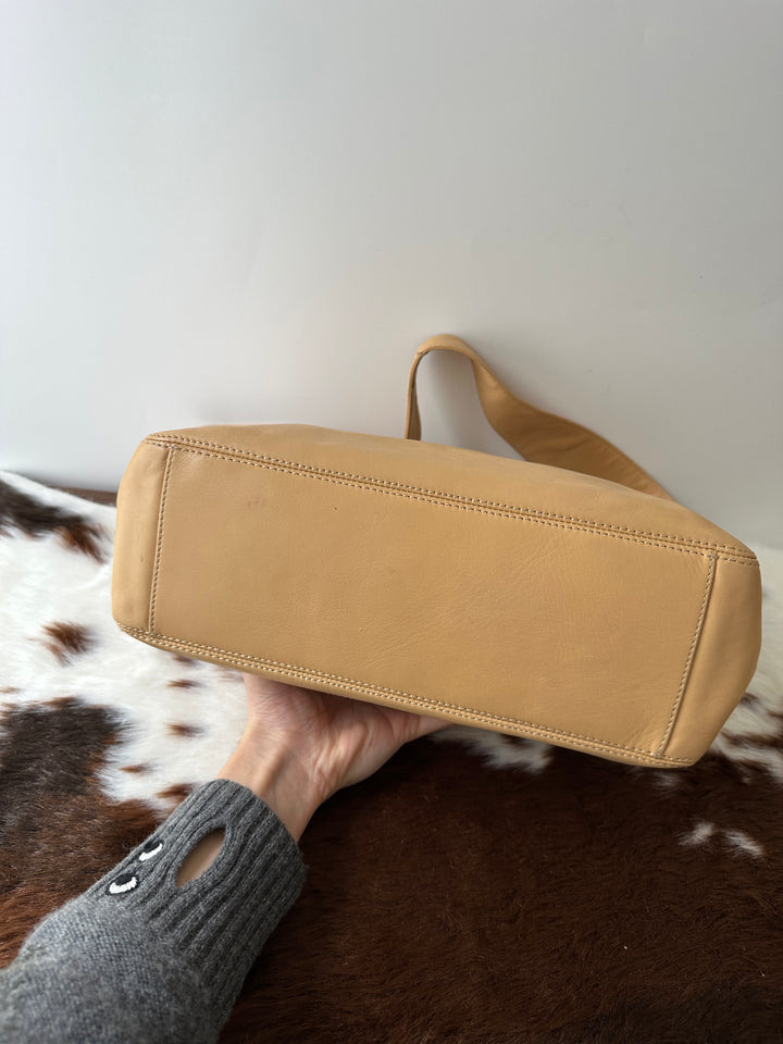 CHANEL Calfskin Hobo Bag – Milk Tea Beige