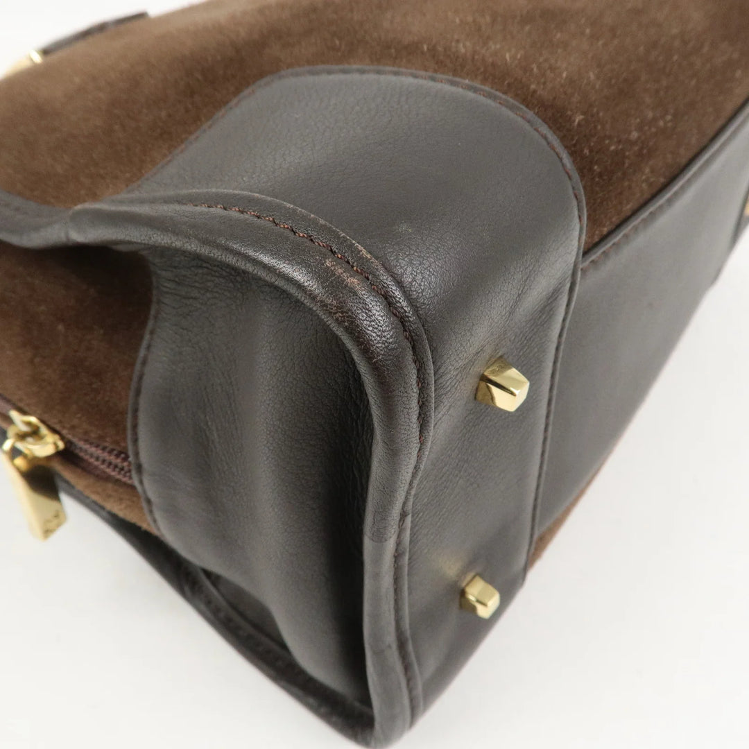 LOEWE Anagram Suede Leather Amazona 28 Hand Bag Brown