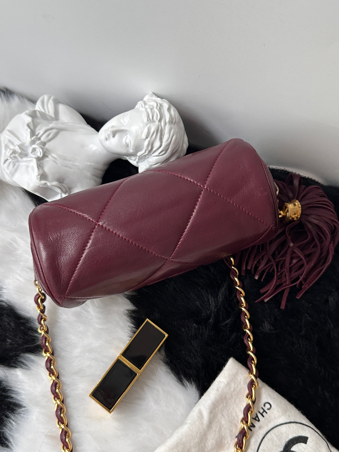 Chanel Mini Boston Chain Bag ❤️✨｜Quilted CC Logo・Tassel Detail・Rare Mini Size