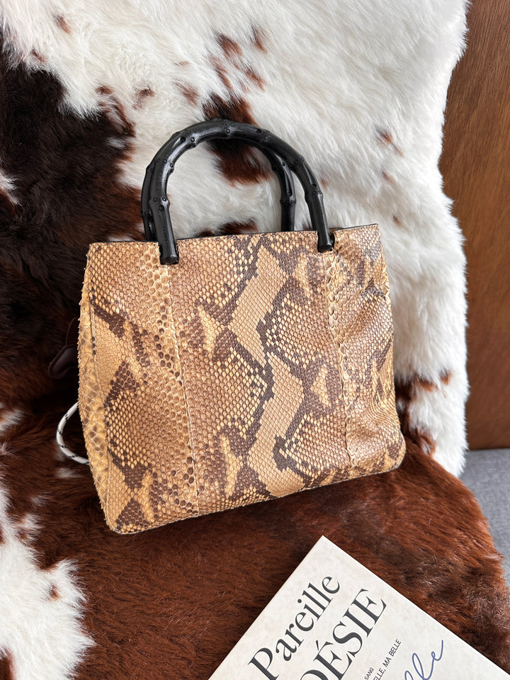 Gucci Python Bamboo Tote Bag 🐍｜Exotic Python Leather・Iconic Bamboo Handle・Rare Statement Piece