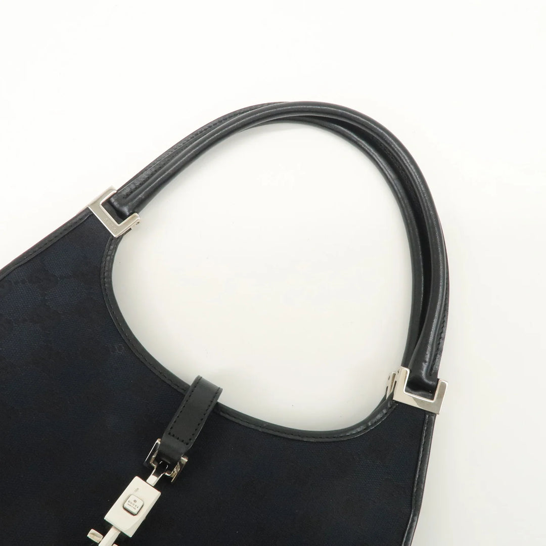 GUCCI Jackie GG Canvas Leather Shoulder Bag Hand Bag Black 002.1068