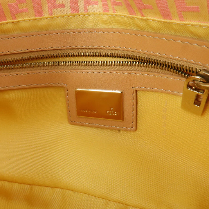 FENDI Mamma Baguette Zucchino Canva Leather Shoulder Bag 8BR000