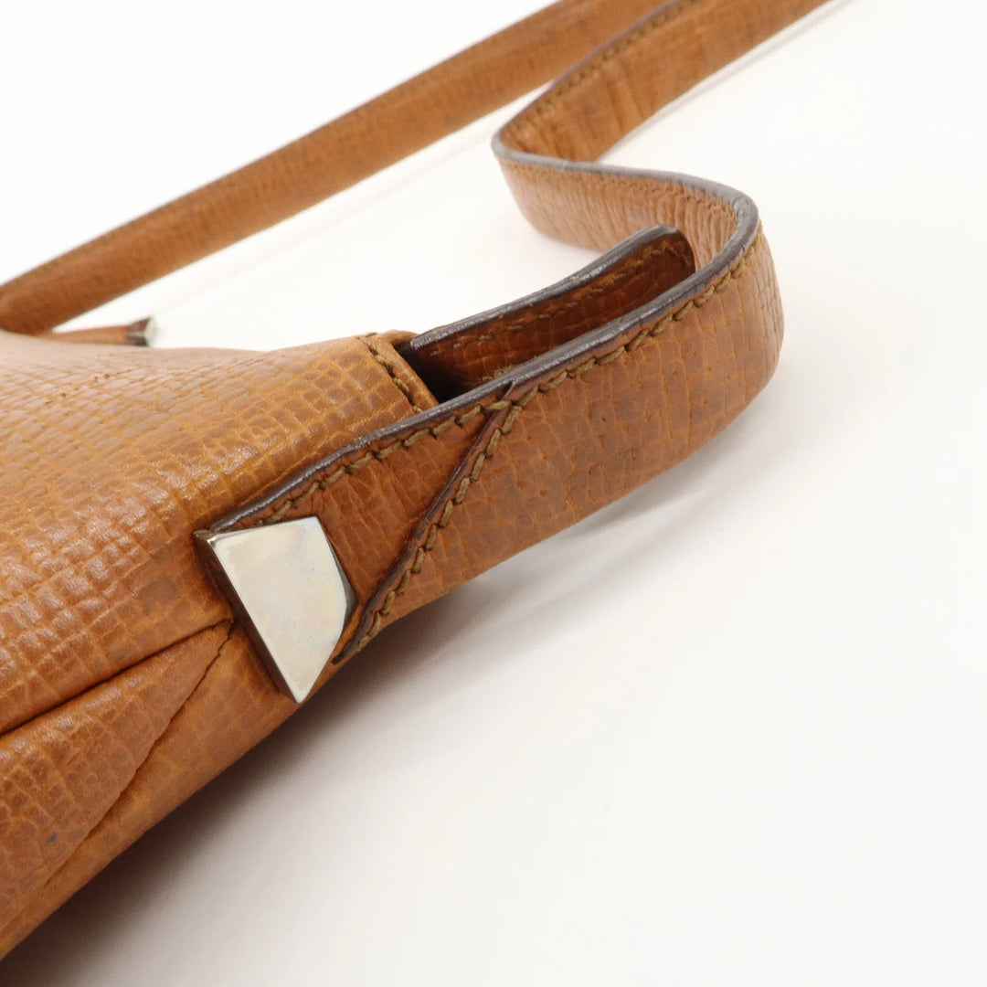 LOEWE Leather Shoulder Bag Brown Silver Hardware