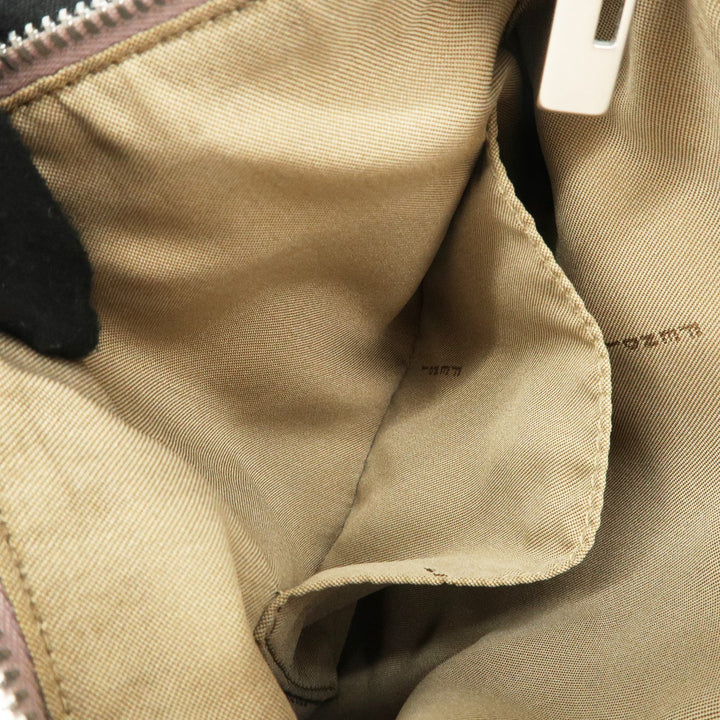 FENDI Zucchino Canvas Leather Shoulder Bag Purple Beige 8BT047 Used