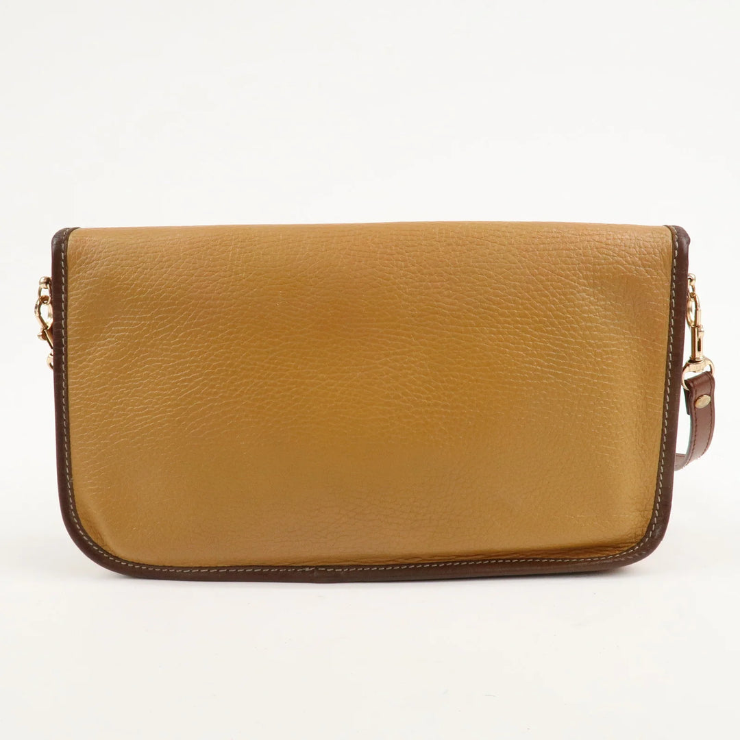 LOEWE Anagram Leather Shoulder Bag Brown Used