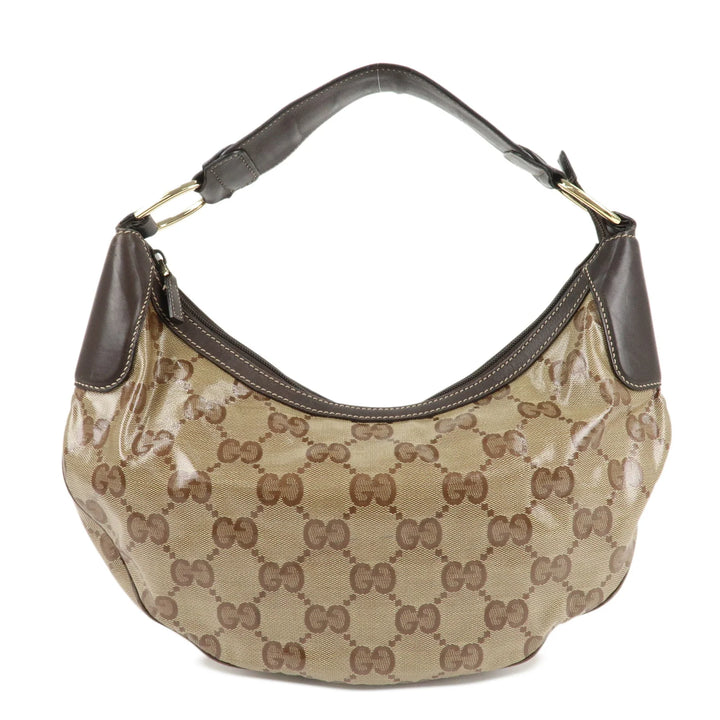 GUCCI GG Crystal Leather Shoulder Bag Hand Bag Brown 257297 Used