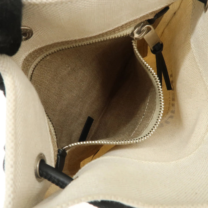 SAINT LAURENT Leather Canvas 2Way Bag Back Pack Natural 710272 Used