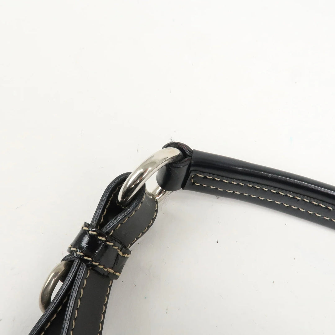 PRADA Triangle Logo Nylon Leather Shoulder Bag Black BR2840