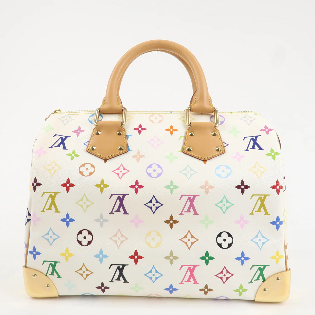 Louis Vuitton Monogram Multicolor Speedy 30 Hand Bag Blanc M92643 Used