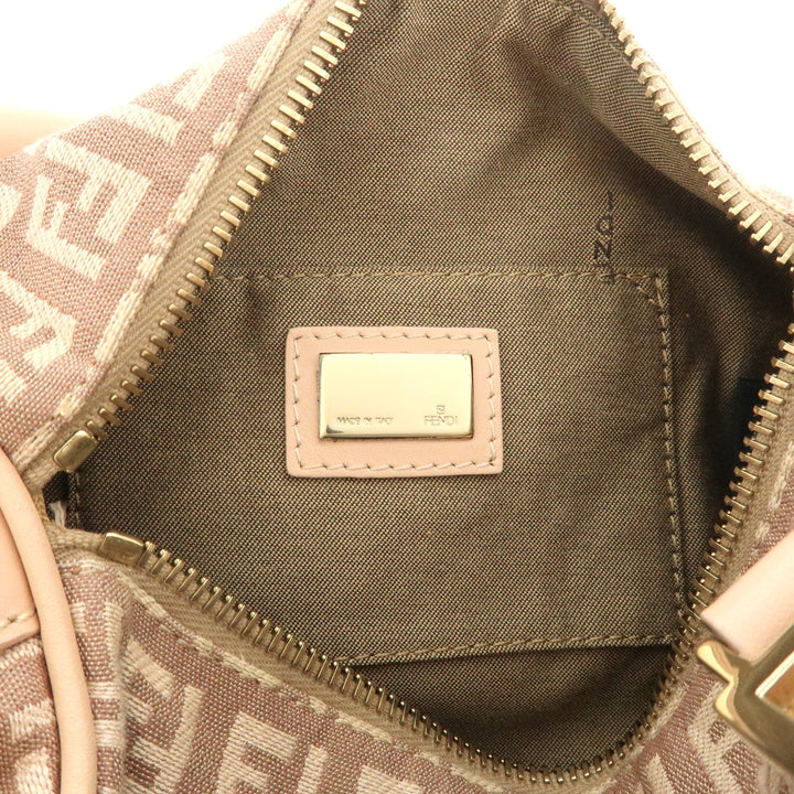FENDI Zucchino Canvas Leather Mini Boston Bag Pink 8BL071 Used