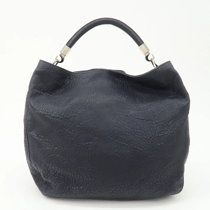 SAINT LAURENT Leather One Shoulder Bag Hand Bag Navy Silver HDW