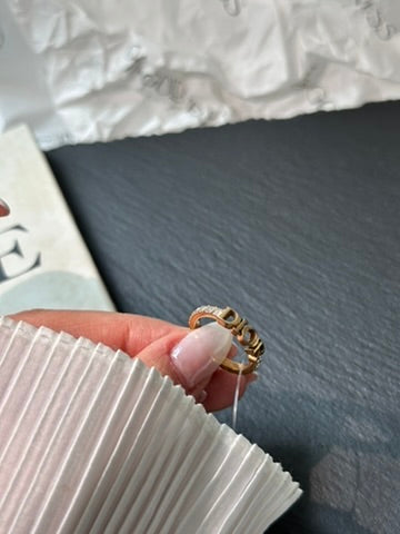 DIOR Logo Crystal Ring – Signature Design × Dainty Shine