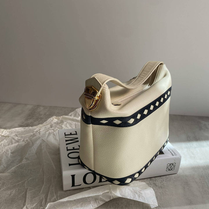 YVES SAINT LAURENT ｜Beige & Black Patterned “Lunch Box” Bag