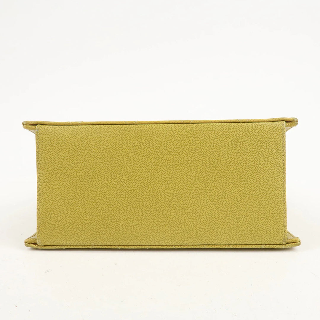 CHANEL Matelasse Caviar Skin Shoulder Bag Yellow Used
