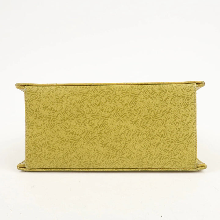 CHANEL Matelasse Caviar Skin Shoulder Bag Yellow Used