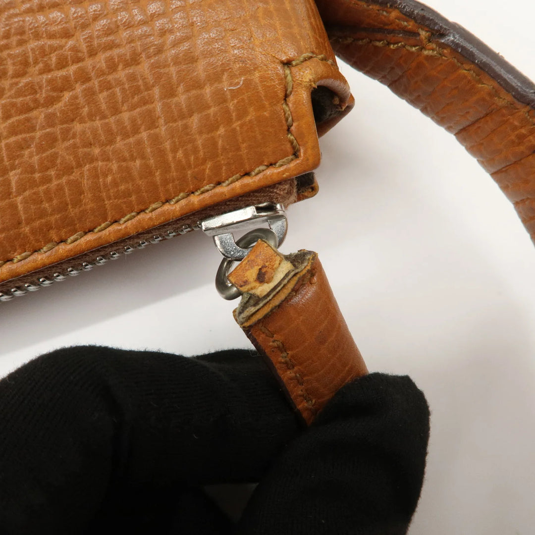 LOEWE Leather Shoulder Bag Brown Silver Hardware