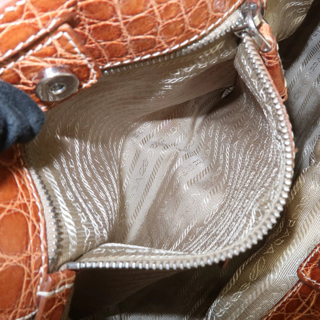PRADA Logo Jacquard Canvas Embossed Leather Shoulder Bag BR34333