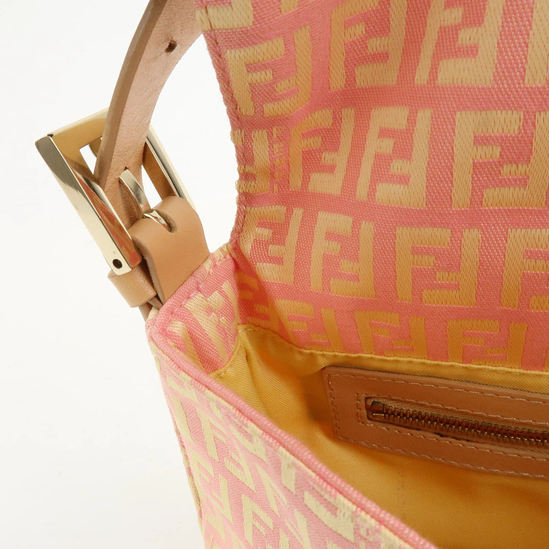 FENDI Mamma Baguette Zucchino Canva Leather Shoulder Bag 8BR000