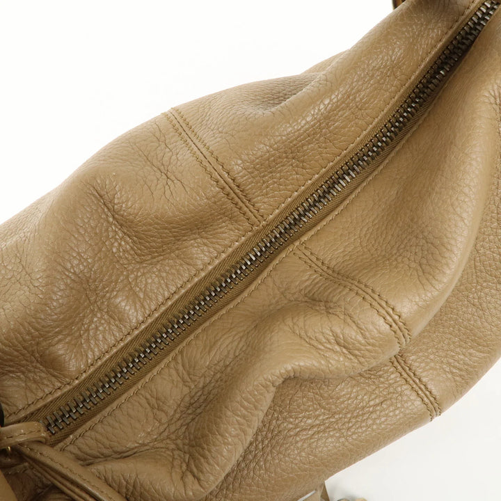 GUCCI Bamboo Leather Hobo Tassel one-shoulder bag Beige 232930 Used