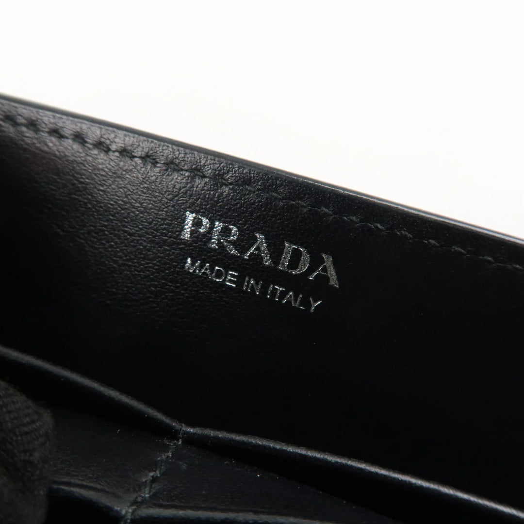 PRADA Leather Studs Chain Wallet Chain Bag Black Used