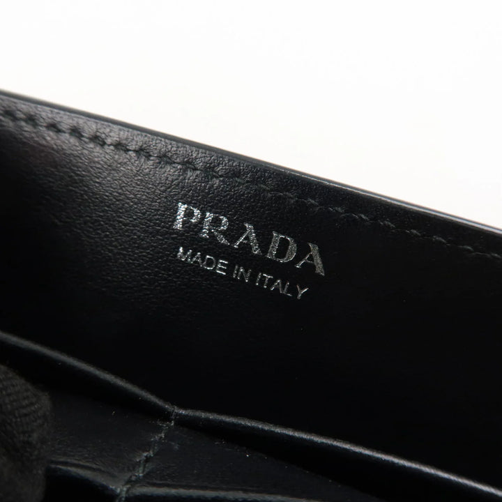 PRADA Leather Studs Chain Wallet Chain Bag Black Used