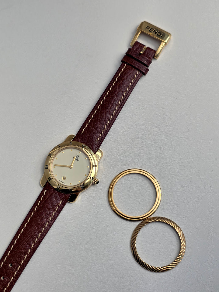 Fendi Roman Bezel Watch 🤎✨｜Classic Roman Numeral Bezel × Cream Dial × Timeless Vintage Style