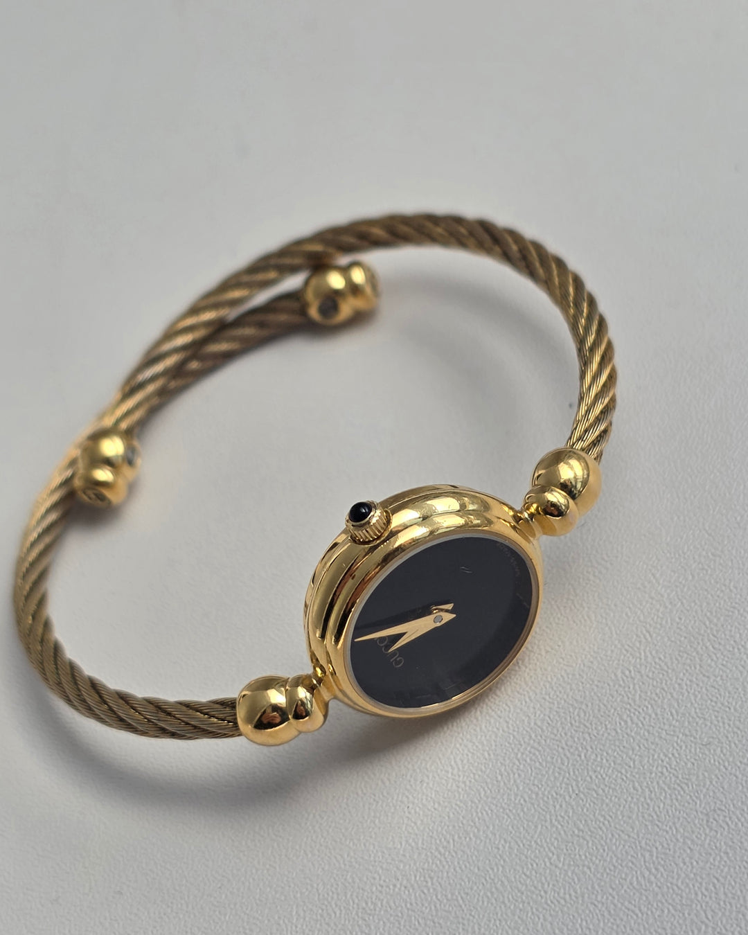 Gucci Rope Bangle Watch 🖤✨｜Minimal Black Dial × Twisted Rope Bracelet × Elegant Vintage Style