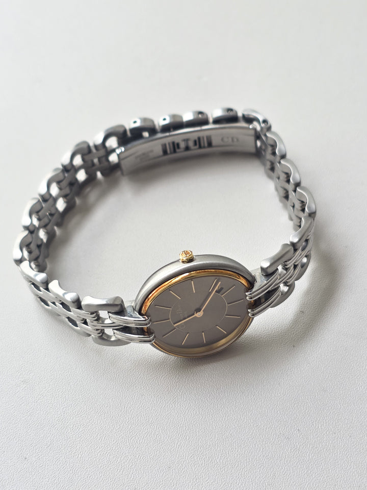 Christian Dior Two-Tone Bracelet Watch ✨｜Sunburst Dial × Date Display × Elegant Vintage Design