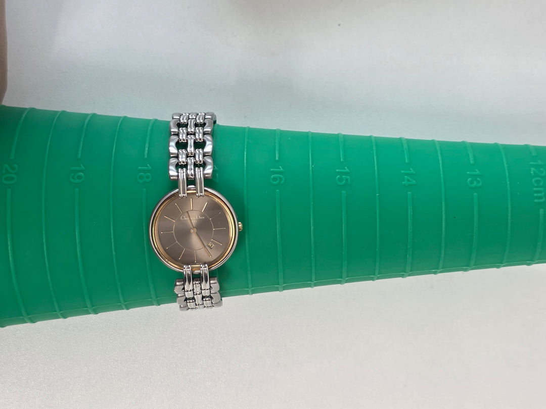 Christian Dior Two-Tone Bracelet Watch ✨｜Sunburst Dial × Date Display × Elegant Vintage Design
