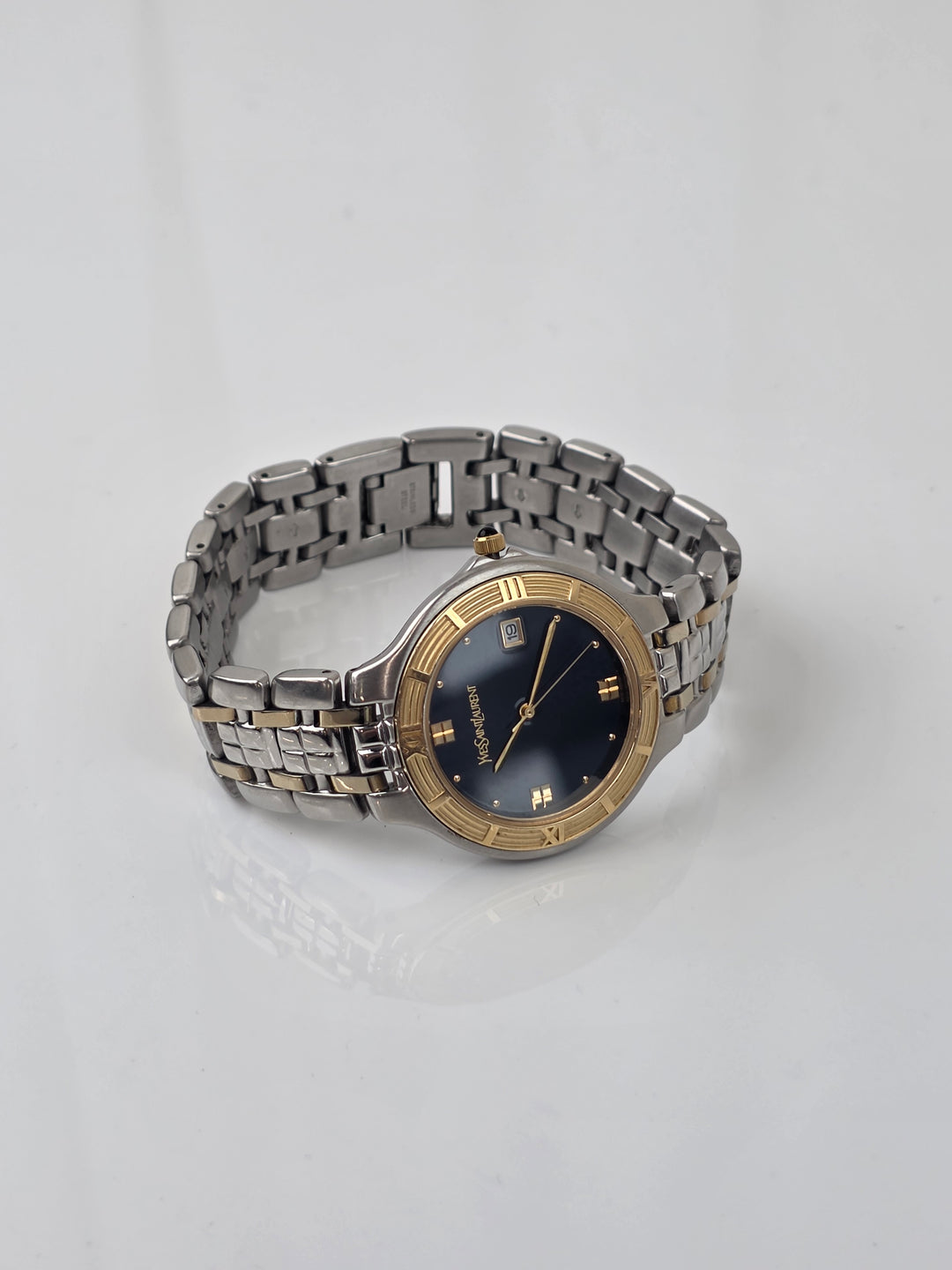 Yves Saint Laurent Watch ✨｜Blue Dial × Gold Bezel × Two-Tone Bracelet