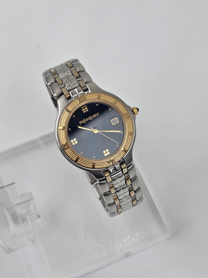 Yves Saint Laurent Watch ✨｜Blue Dial × Gold Bezel × Two-Tone Bracelet