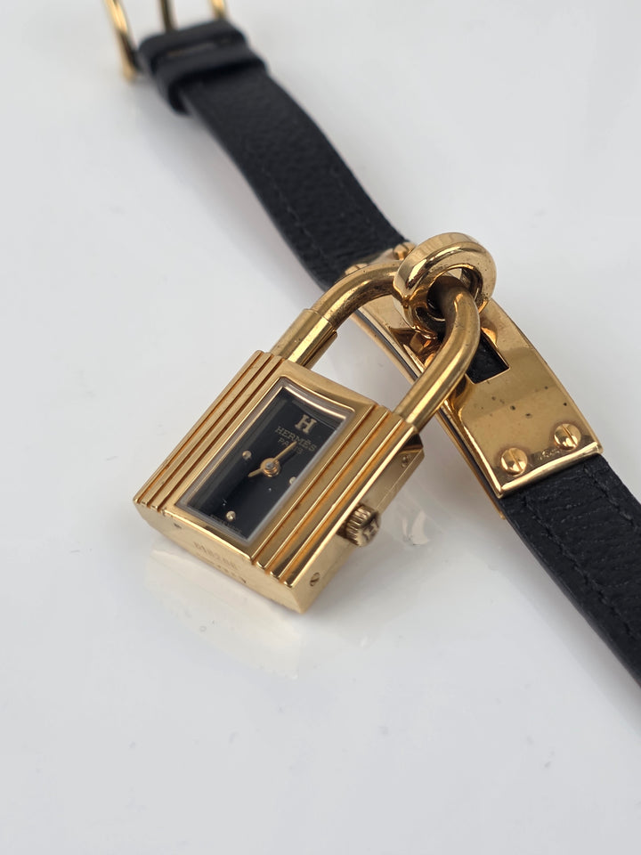 Hermès Kelly Watch ✨｜Iconic Padlock Design × Black Dial × Classic Leather Strap